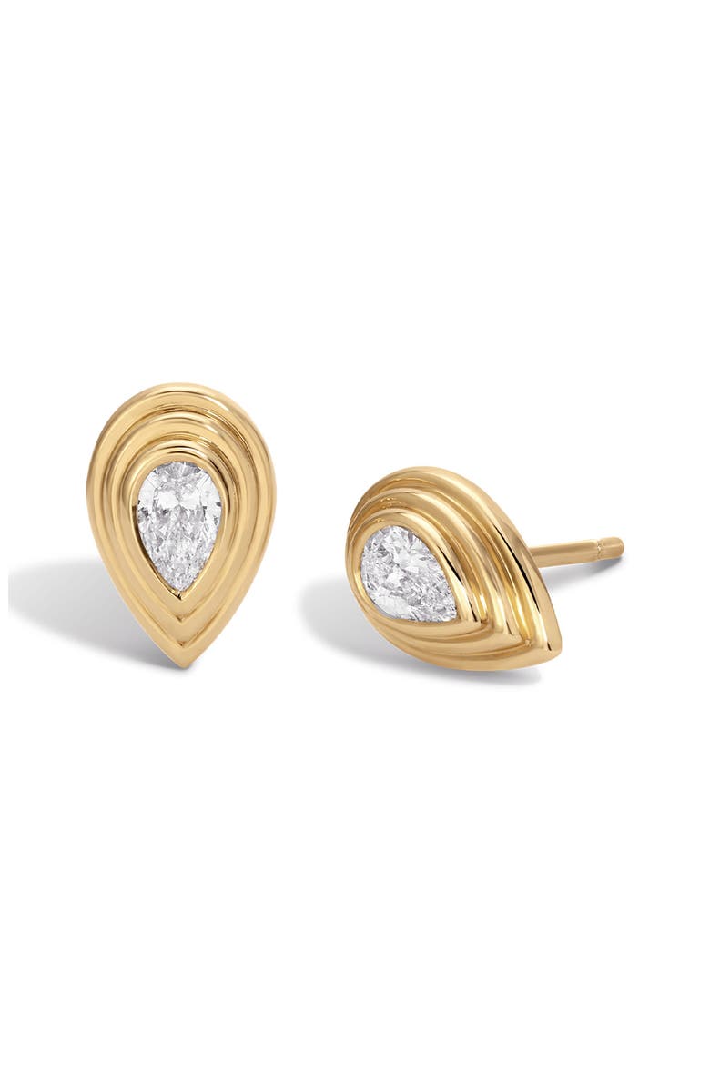 Groovy Lab Grown Diamond Pear Stud Earrings, Alternate, color, YELLOW GOLD