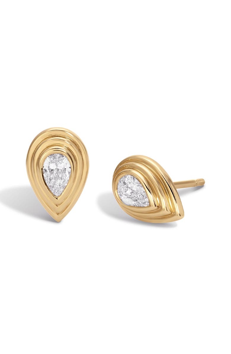 Adina Reyter Groovy Lab Grown Diamond Pear Stud Earrings, Alternate, color, Yellow Gold