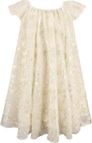 Zunie Kids' Sequin Embroidered Flutter Sleeve Dress