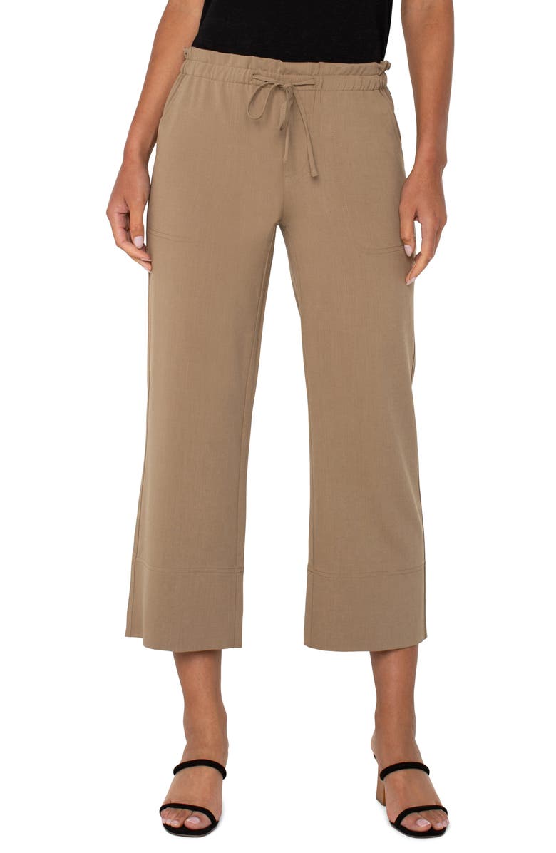 Liverpool Los Angeles Tie Waist Ankle Wide Leg Pants, Main, color, Palo Santo