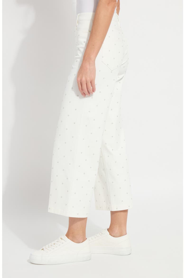 Audrey Embellished Pull-On Crop Wide Leg Knit Jeans, Alternate, color, ECRU WHITE