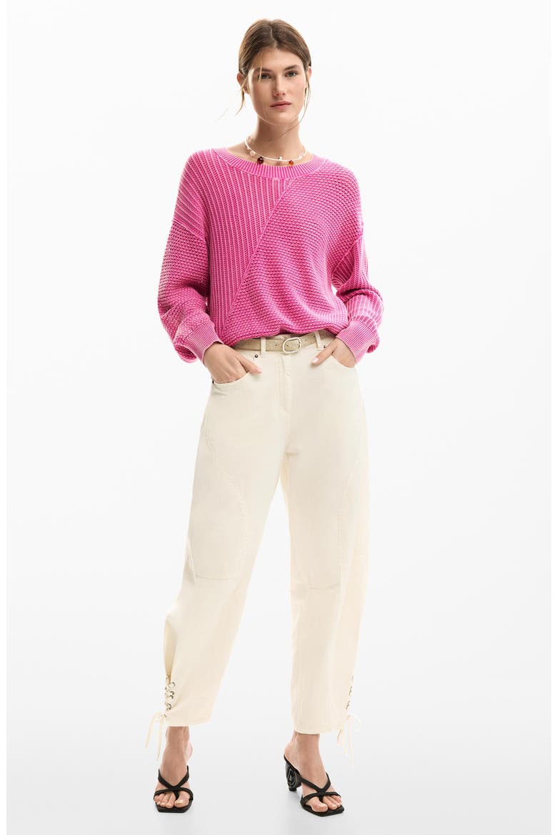 Mix Stitch Sweater, Alternate, color, PINK