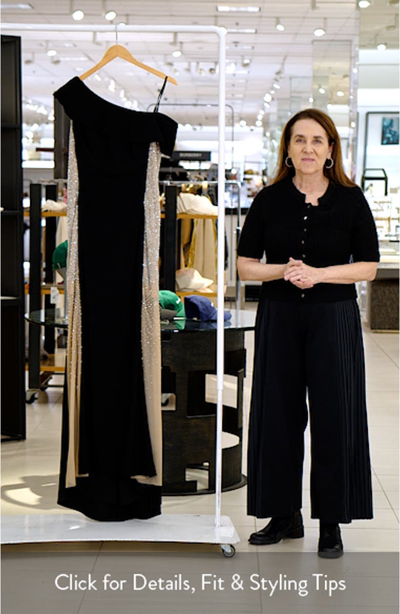 Crystal Mesh Detail One-Shoulder Sheath Detail, sales video thumbnail