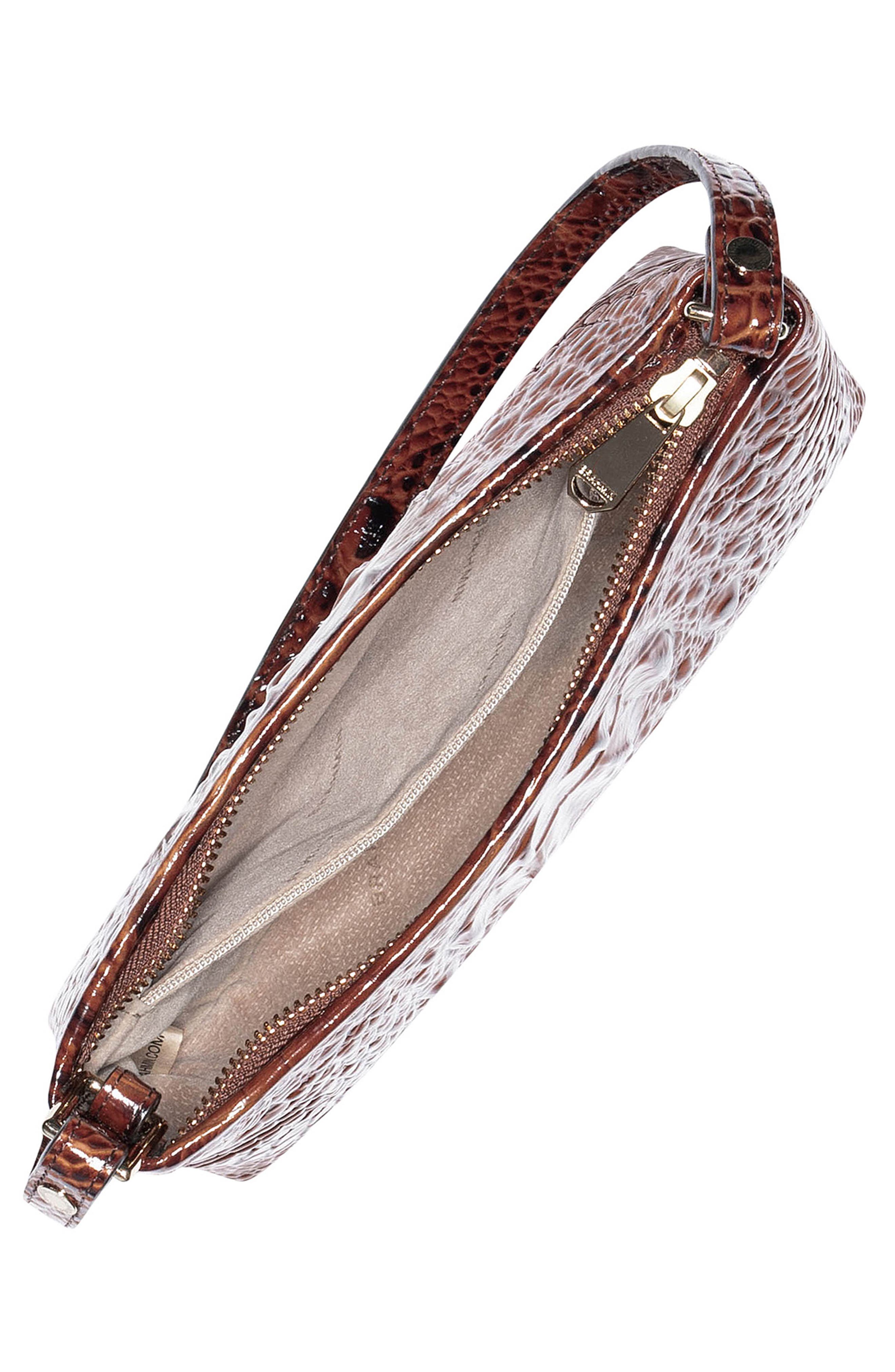 Brahmin Lorelei Croc Embossed Leather Shoulder Bag, Alternate, color, Pecan