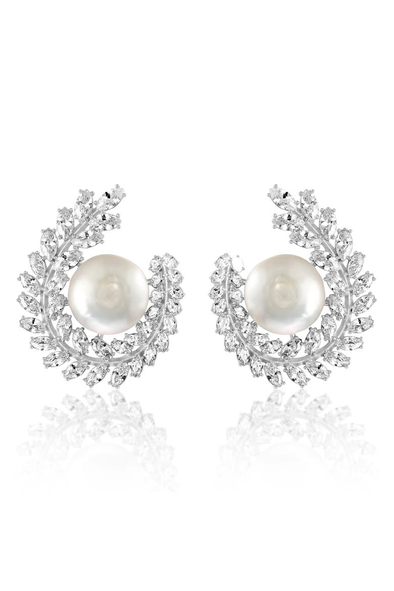 Perla pearl statement earrings, Main, color, pearl