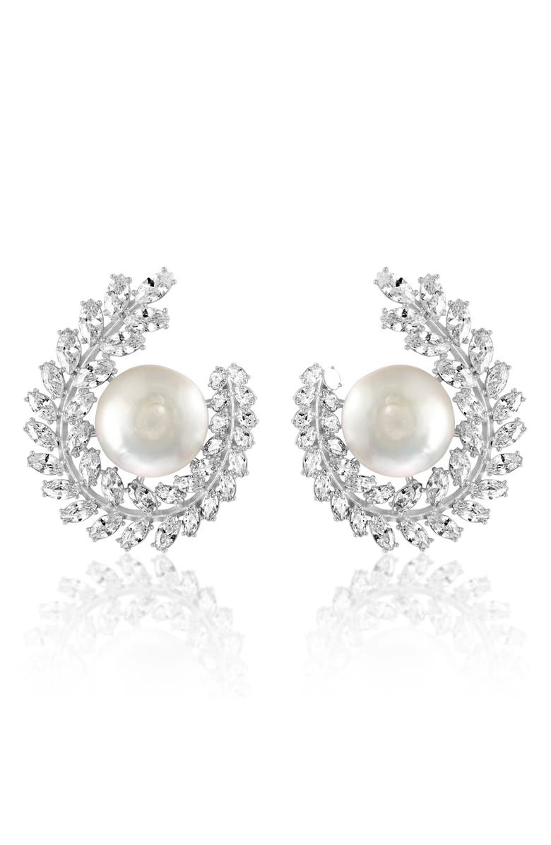 Gemma Azzurro Perla pearl statement earrings, Main, color, Pearl