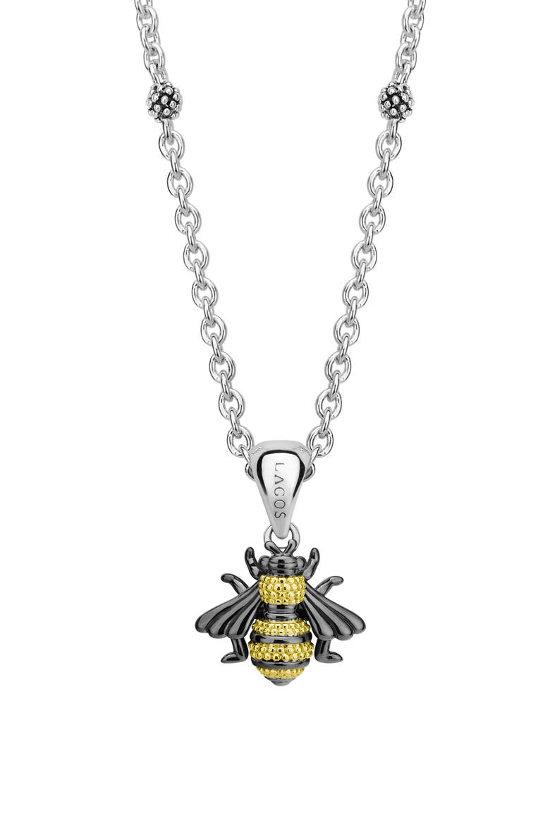 Rare Wonders - Honeybee Pendant Necklace, Main, color, SILVER/ GOLD