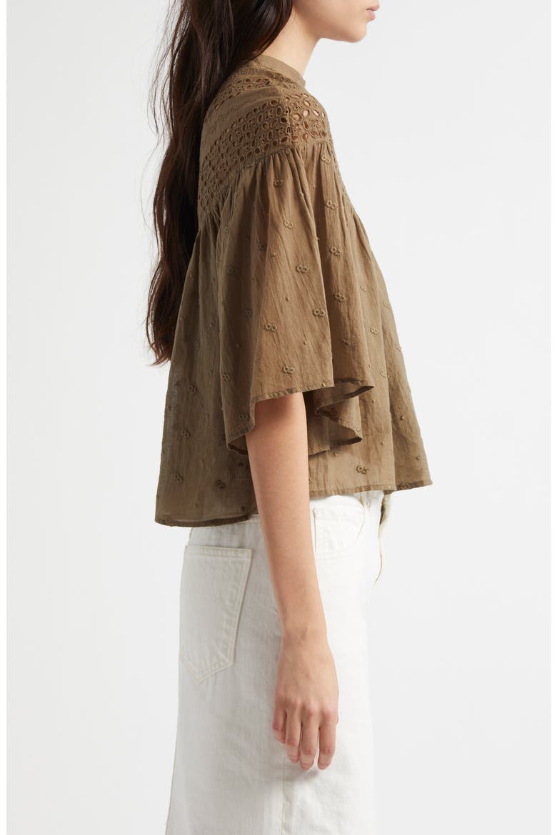 Mikki Eyelet Crop Top, Alternate, color, MILITARY GREEN
