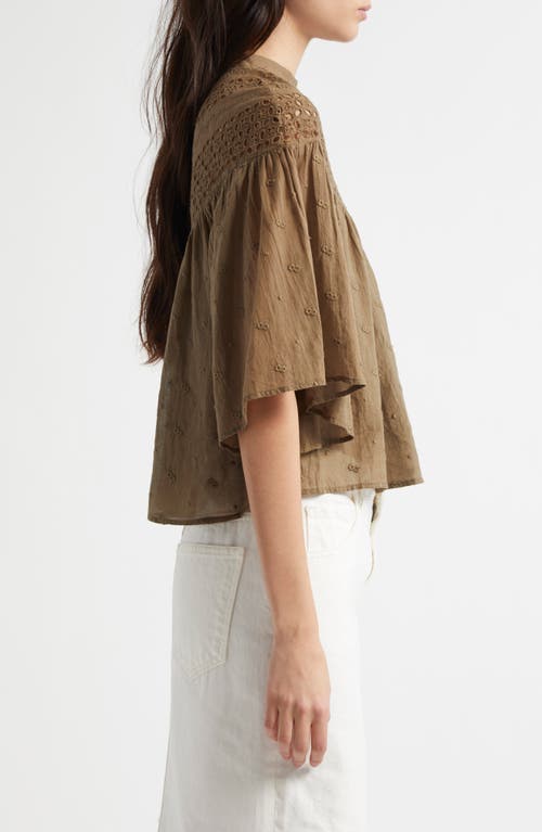 Shop Nili Lotan Mikki Eyelet Crop Top In Military Green