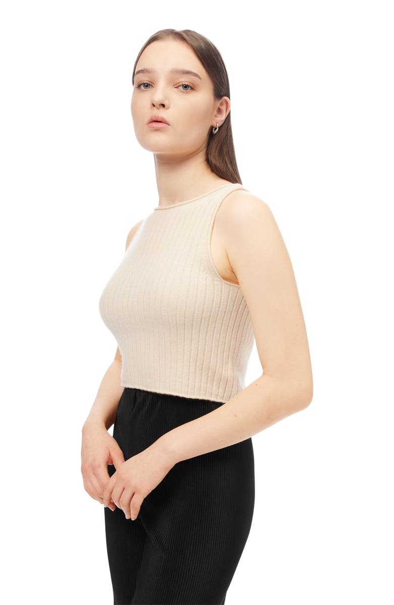 GOBI Mongolian Cashmere Cashmere Crop Top, Alternate, color, Off White