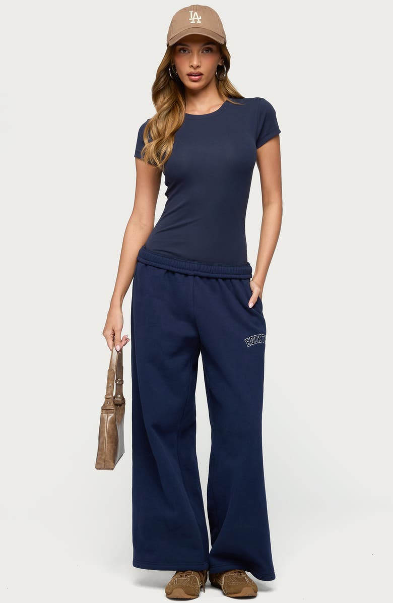 EDIKTED Adley Fitted Bodysuit, Alternate, color, Navy