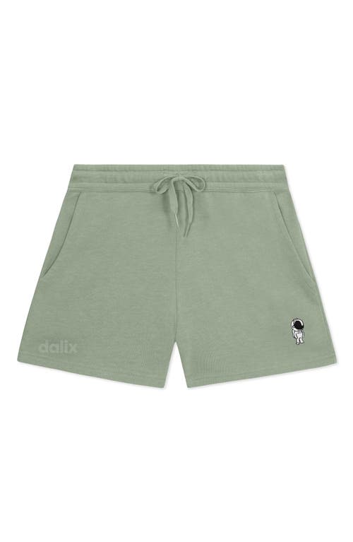 Dalix Womens Astronaut Midweight Washed Fleece Shorts In Green
