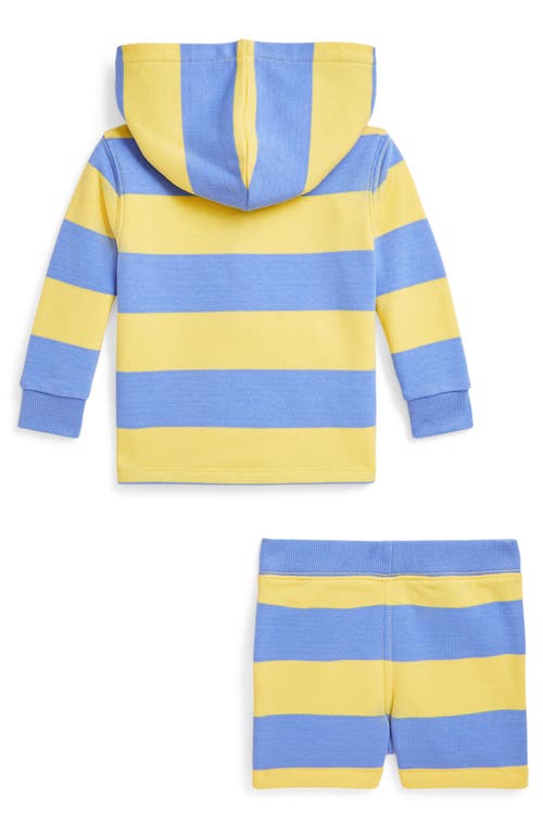 Ralph Lauren Kids' Stripe French Terry Hoodie & Shorts Set In Oasis Yellow/harbor Island