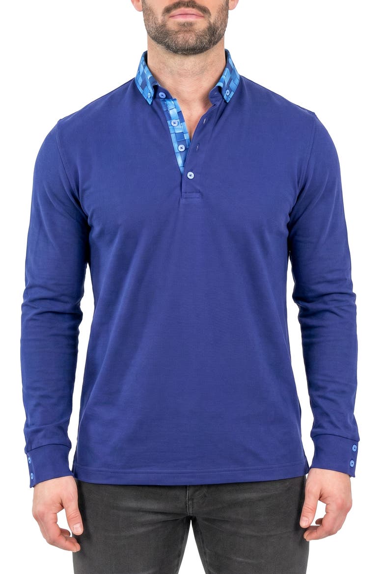 Newton Long Sleeve Polo, Main, color, BLUE