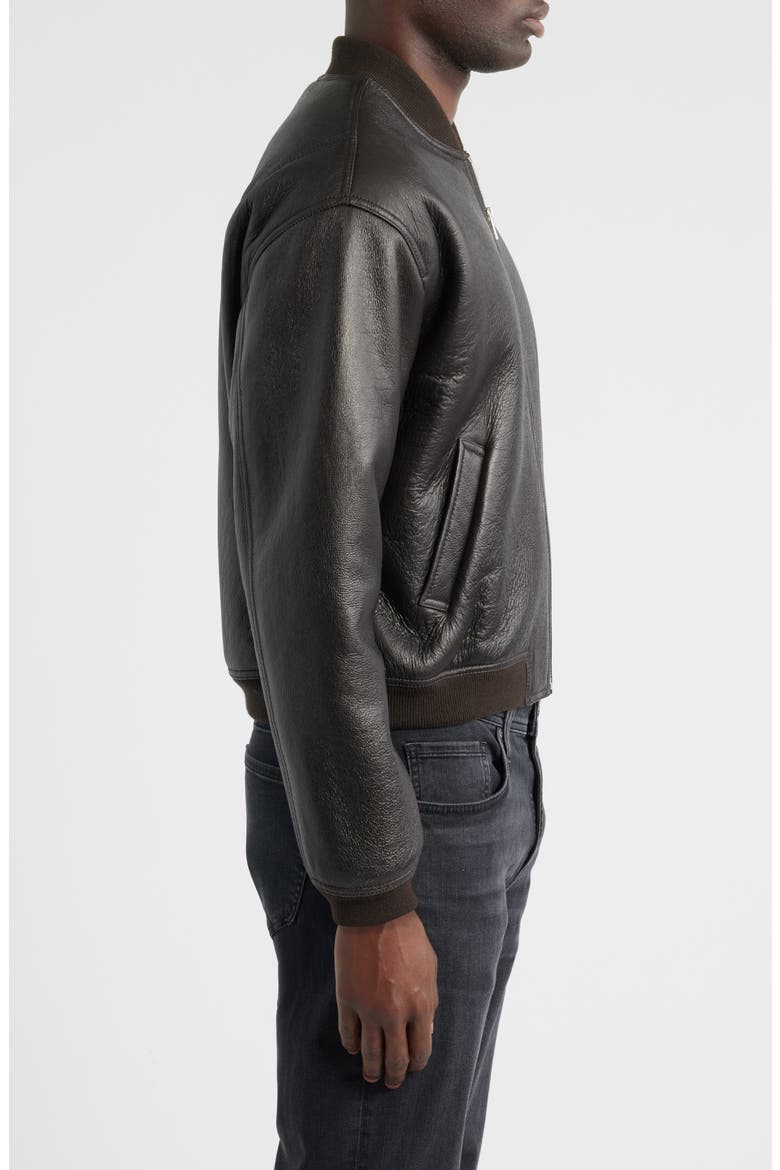 Genuine Shearling Lined Bomber Jacket, Alternate, color, DARK BROWN