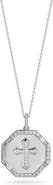 CHLOE AND MADISON Rhodium Plate Cubic Zirconia Cross Coin Pendant Necklace