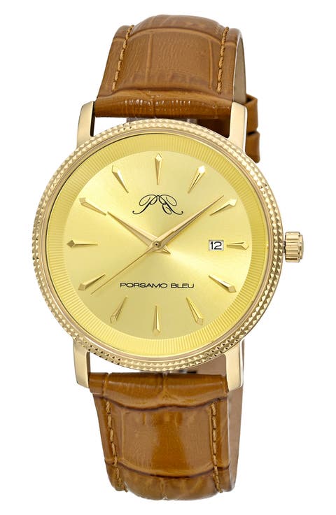 Veritas 2 Croc Embossed Leather Strap Watch, 40mm