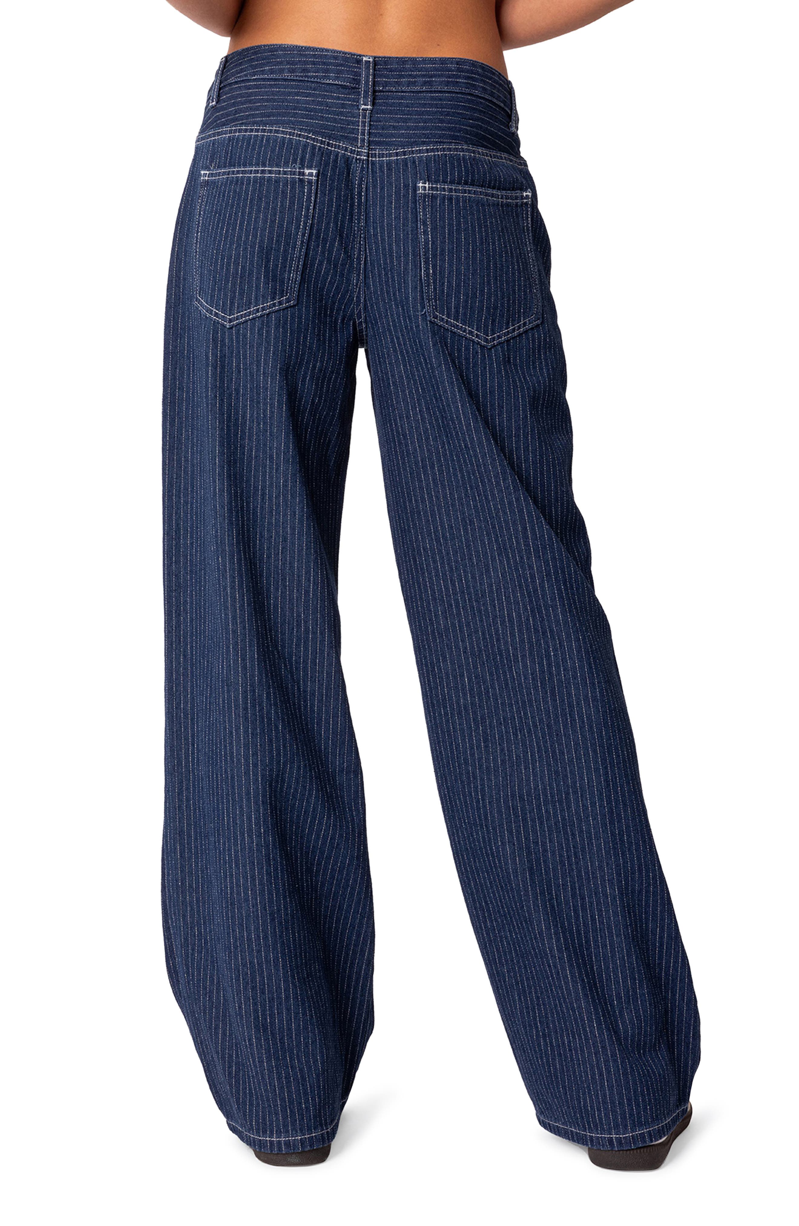 Pinstripe Wide Leg Low Rise Jeans - image 2