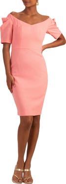 Trina Turk Witty Off the Shoulder Short Sleeve Sheath Dress