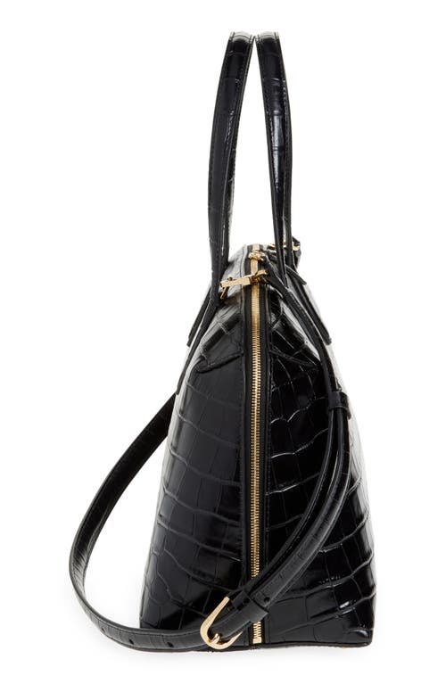 Totême Toteme Medium Lounge Croc Embossed Leather Tote In Black