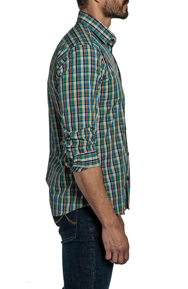 Jared Lang Trim Fit Plaid Cotton Button-Up Shirt, Alternate, color, 