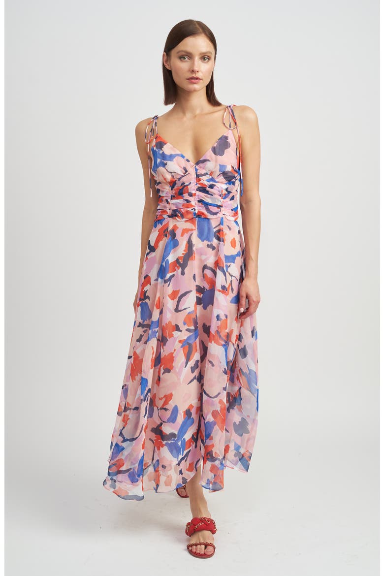 Arlie Abstract Print Midi Dress, Alternate, color, BLUSH BLUE COMBO