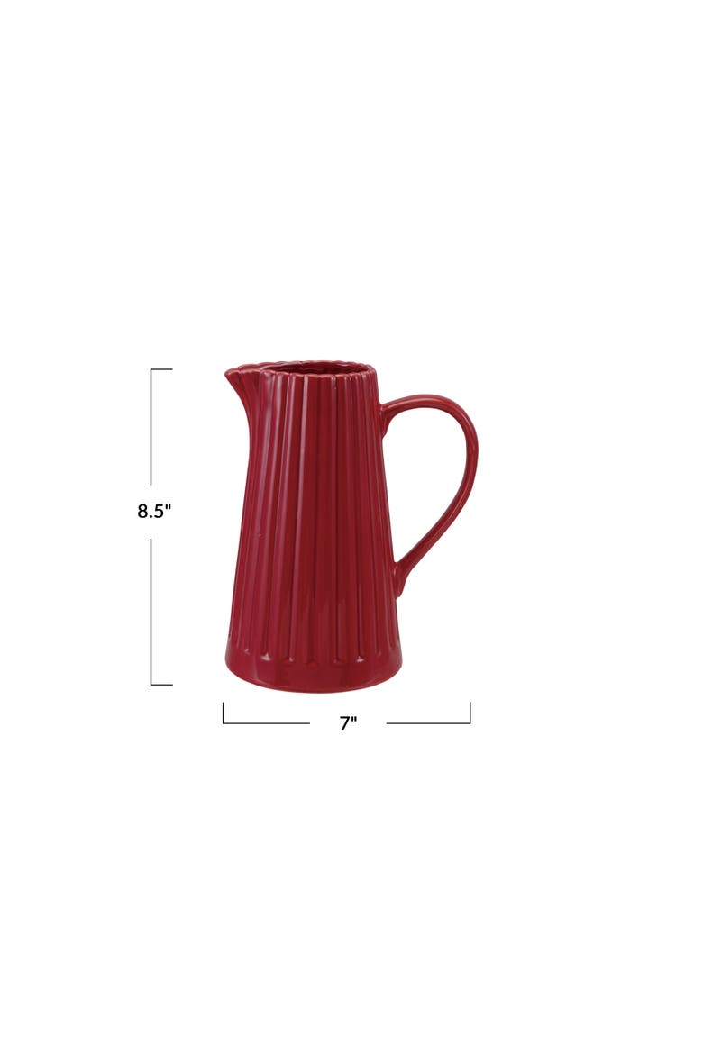 Reactive Glaze Stoneware Pitcher, Alternate, color, Red