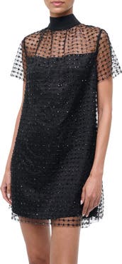 STAUD Ilana Beaded Tulle Minidress