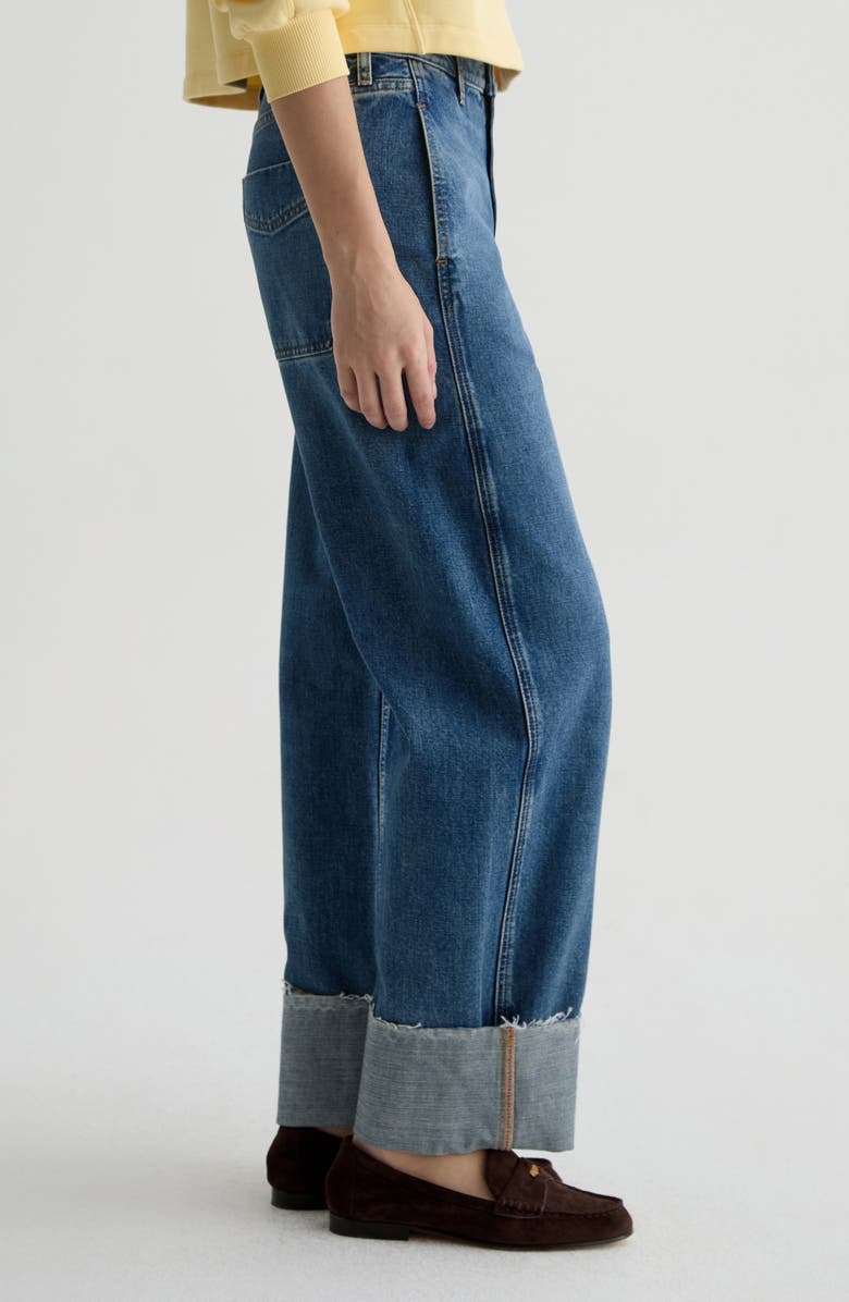 AG Mercer Cuffed Raw Hem High Waist Barrel Jeans, Alternate, color, 11 Years Enrich