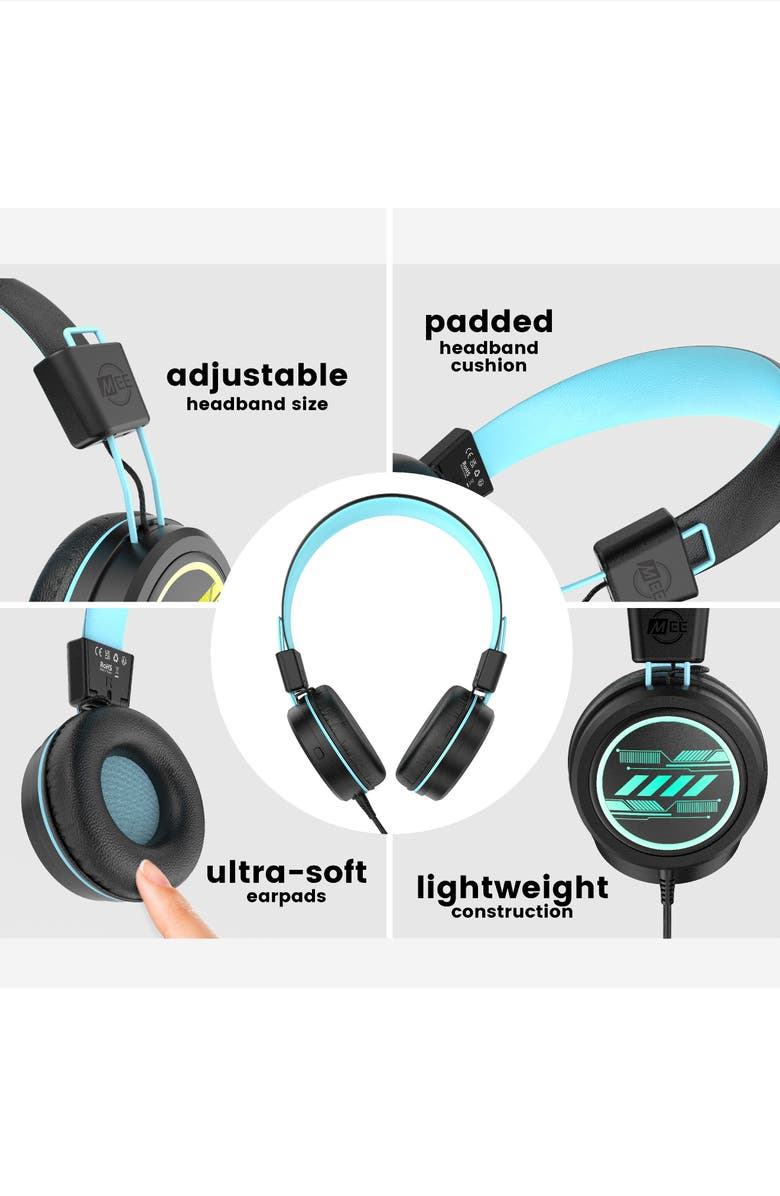 MEE audio KidJamz KJ55U USB-C Kid's Headphones w/ LED Lights, Alternate, color, Black