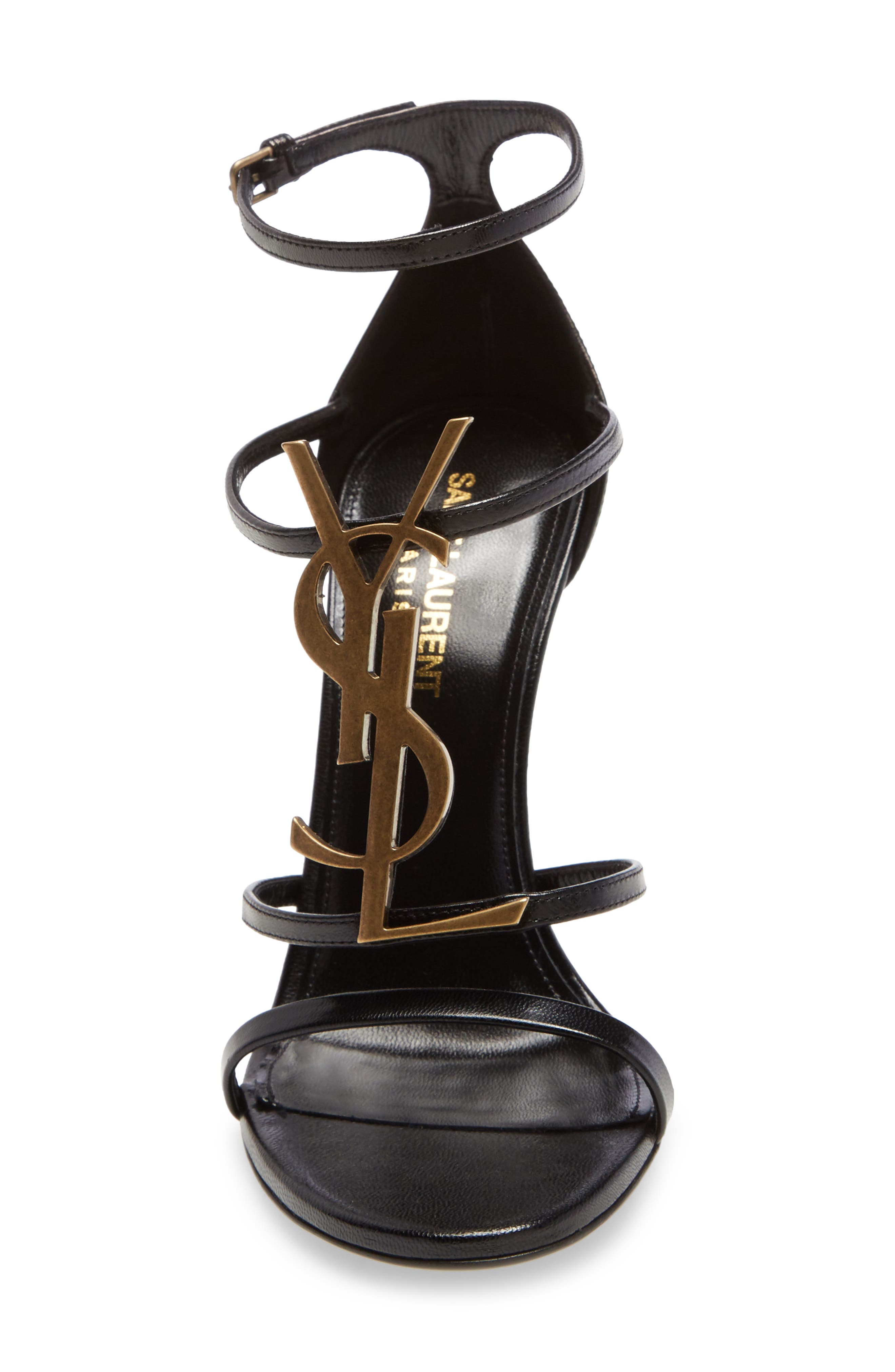 Cassandra YSL Logo Sandal, Alternate, color, BLACK/ BLACK