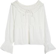 POSSE Danielle Floral Embroidered Lace Trim Babydoll Top