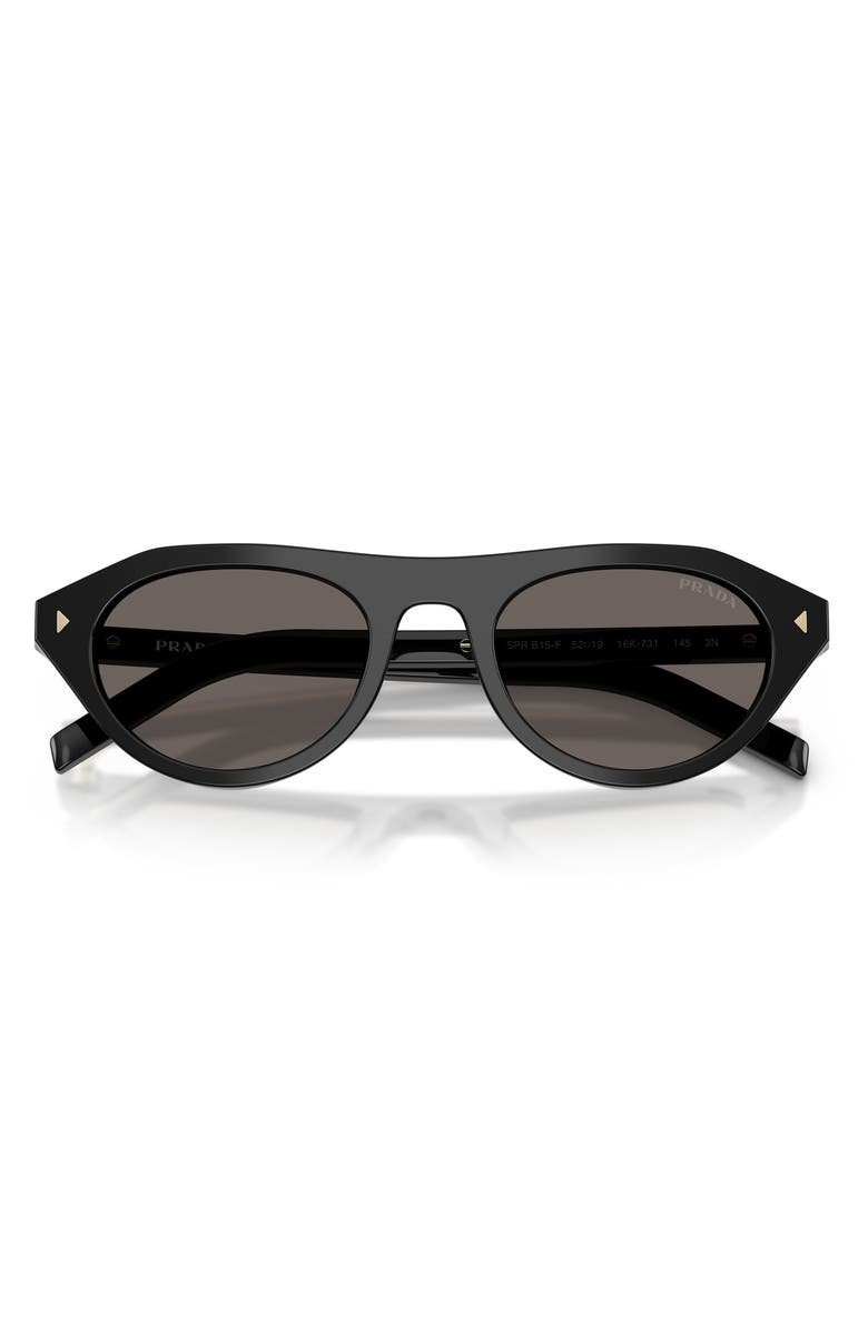 Prada 52mm Irregular Sunglasses, Alternate, color, Black/ Dark Grey