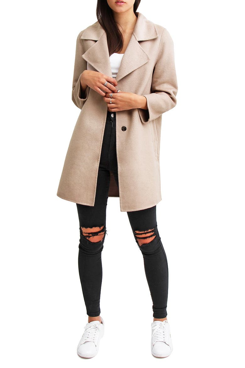 Ex Boyfriend Wool Blend Coat, Alternate, color, SAND