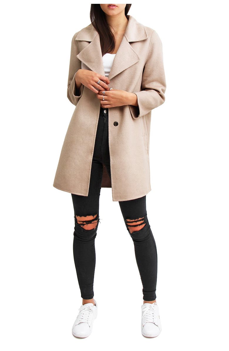 Belle & Bloom Ex Boyfriend Wool Blend Coat, Alternate, color, Sand