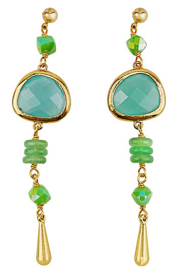 Panacea Green Crystal Linear Earrings In Mint