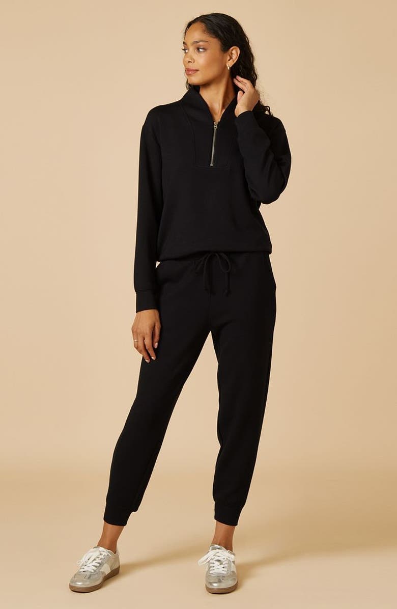 Softies Athleisure DreamTech 1/4 Zip Jogger Set, Alternate, color, Black