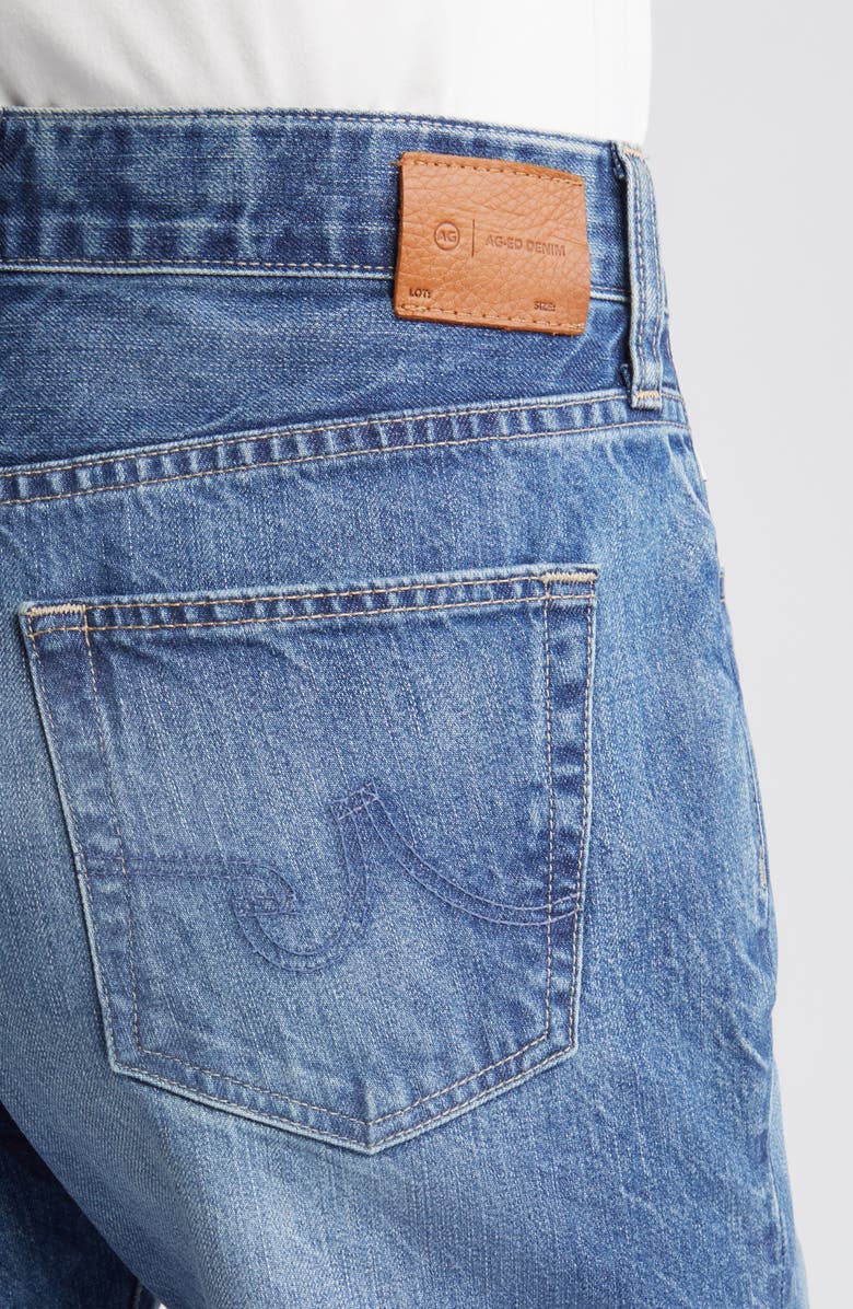 AG Ex-Boyfriend Raw Hem Mid Length Denim Shorts, Alternate, color, 