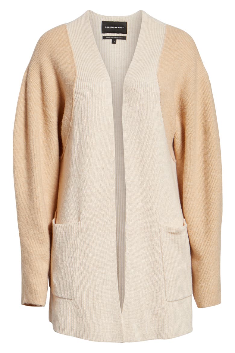 Blocked Cardigan (Nordstrom Exclusive), Alternate, color, BEIGE WHISPER COMBO
