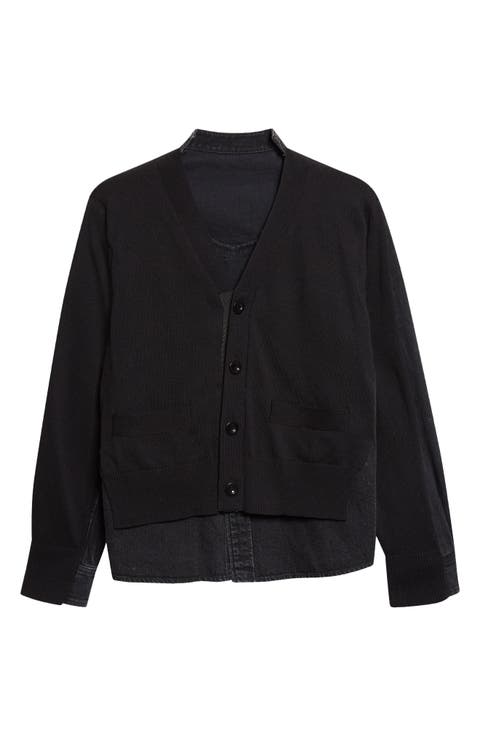 Cardigan Front Denim Shirt