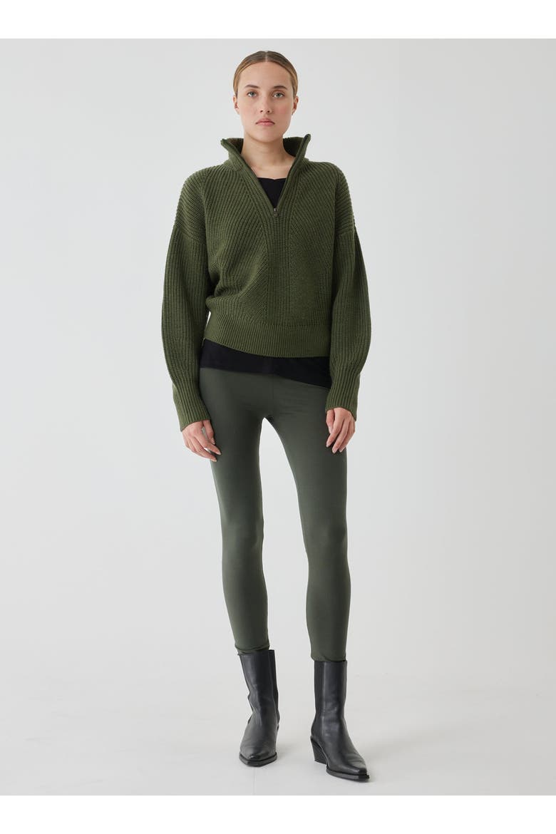 Merino Rib Half Zip Mock Neck, Alternate, color, KAKI