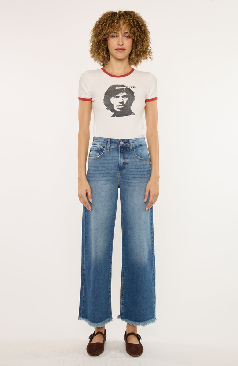 KanCan Aruli Essentials High Rise Cropped Wide Leg Jeans, Main, color, Medium Wash