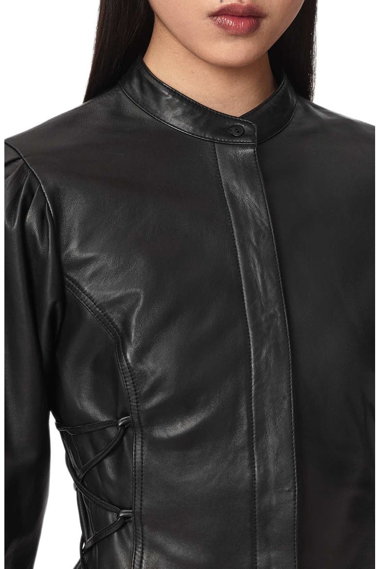 Evanna Leather Shirt, Alternate, color, BLACK