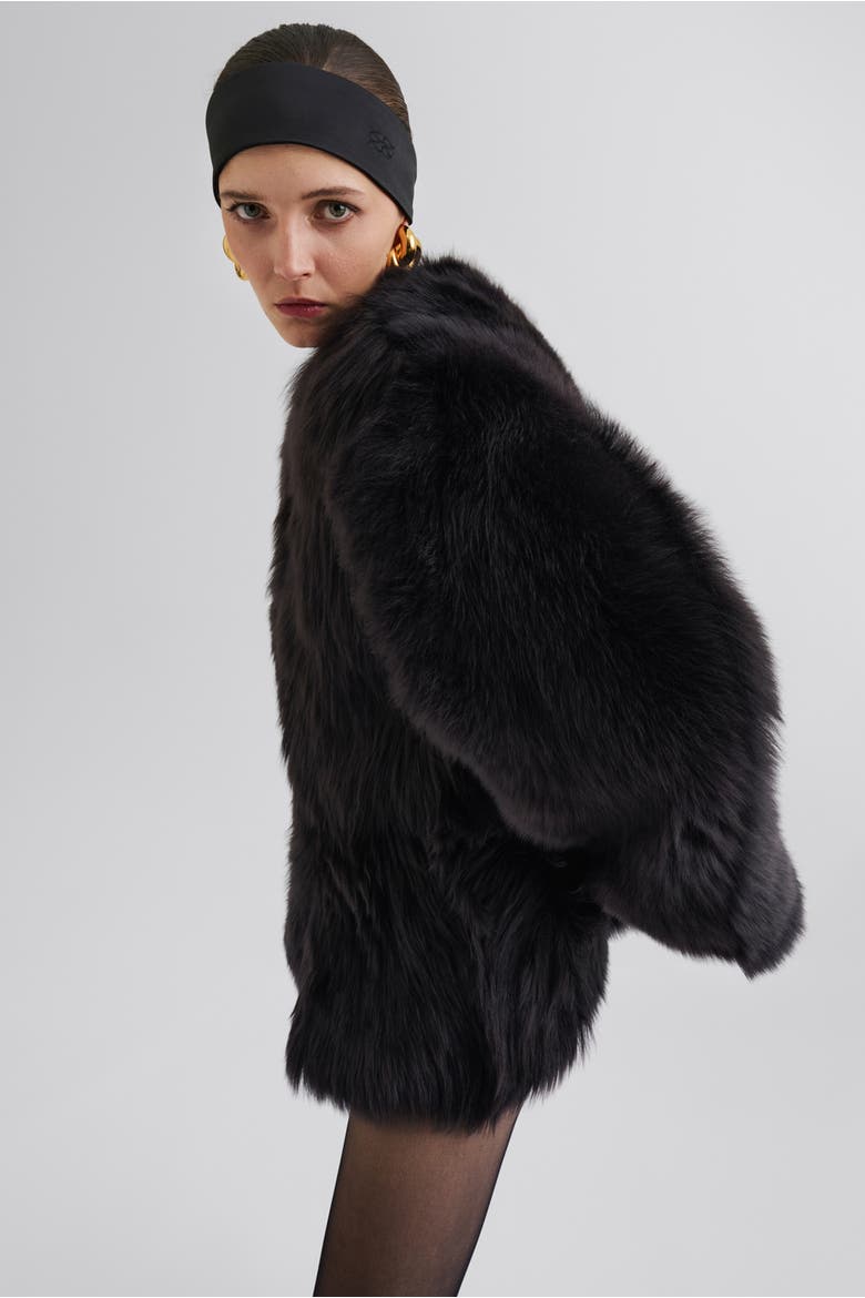 Jana Shearling Long Sleeve Jacket, Alternate, color, Black