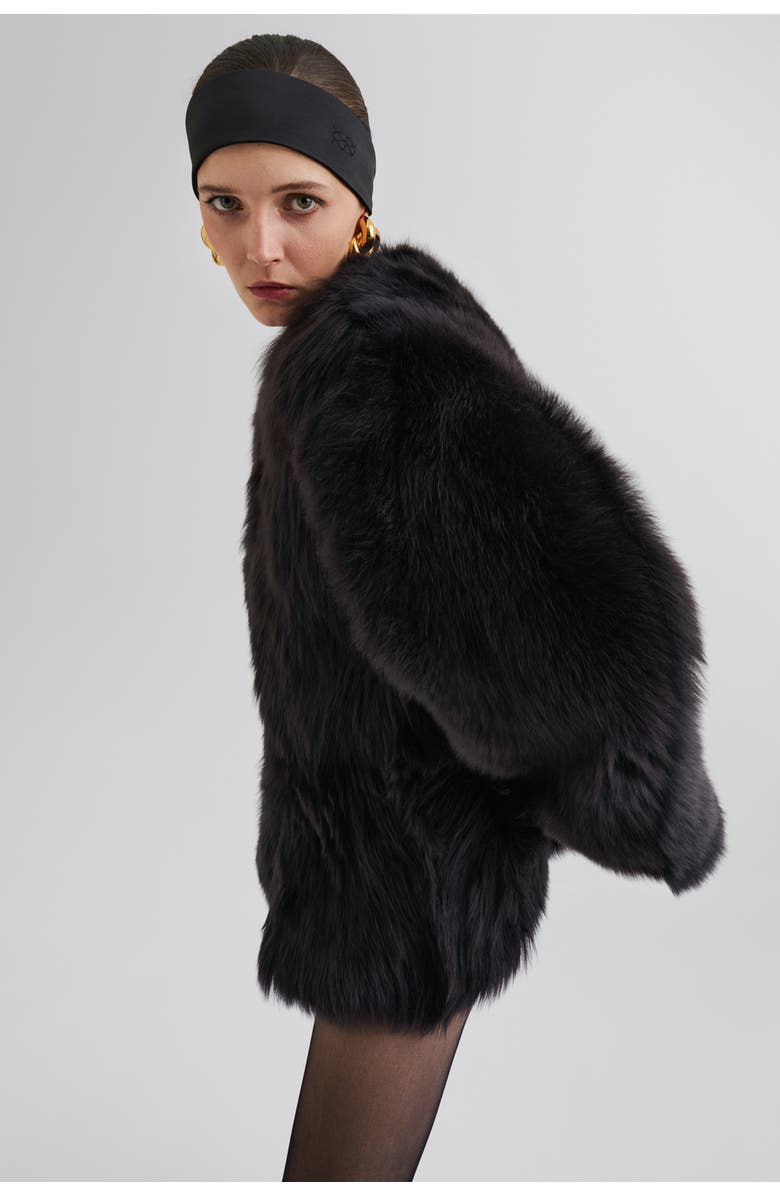 Malina Jana Shearling Long Sleeve Jacket, Alternate, color, Black