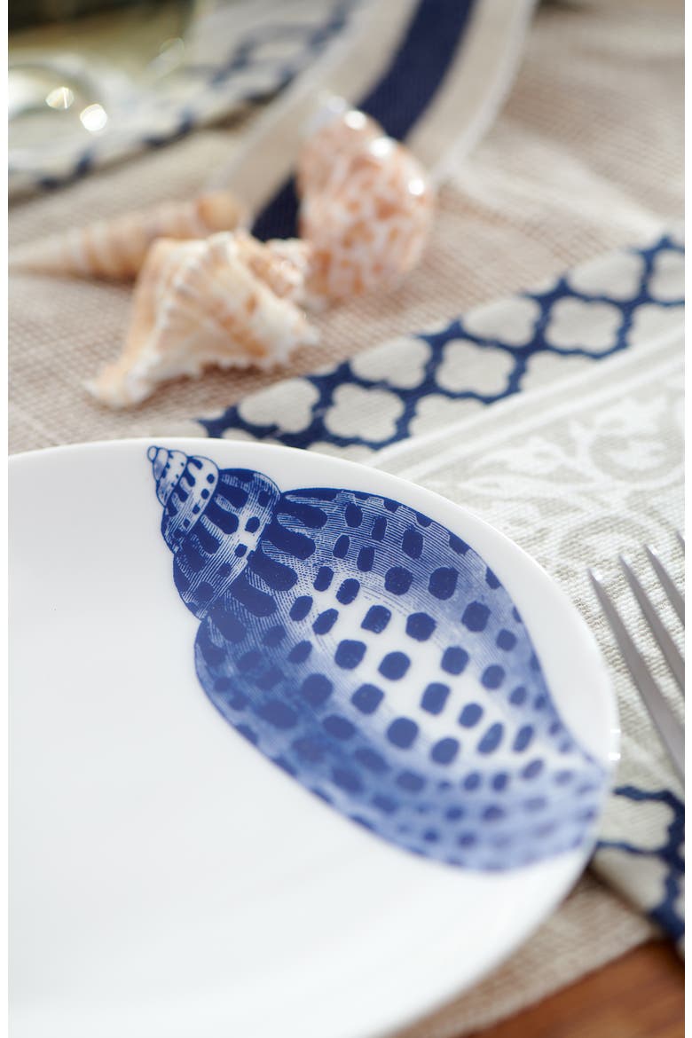 Shells Small Plates, Mixed Set of 4 - Porcelain, Alternate, color, BLUE