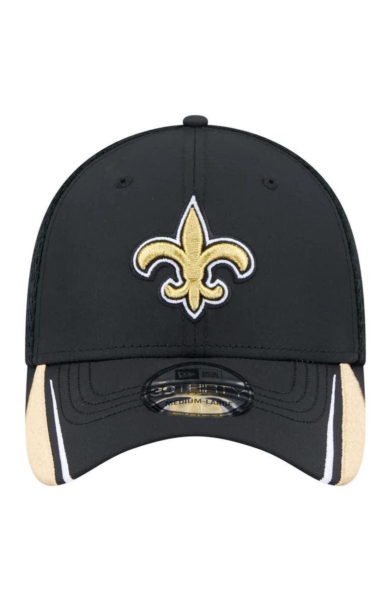 New Era Men's New Era  Black New Orleans Saints Game Day Linear 39THIRTY Flex Hat, Alternate, color, 