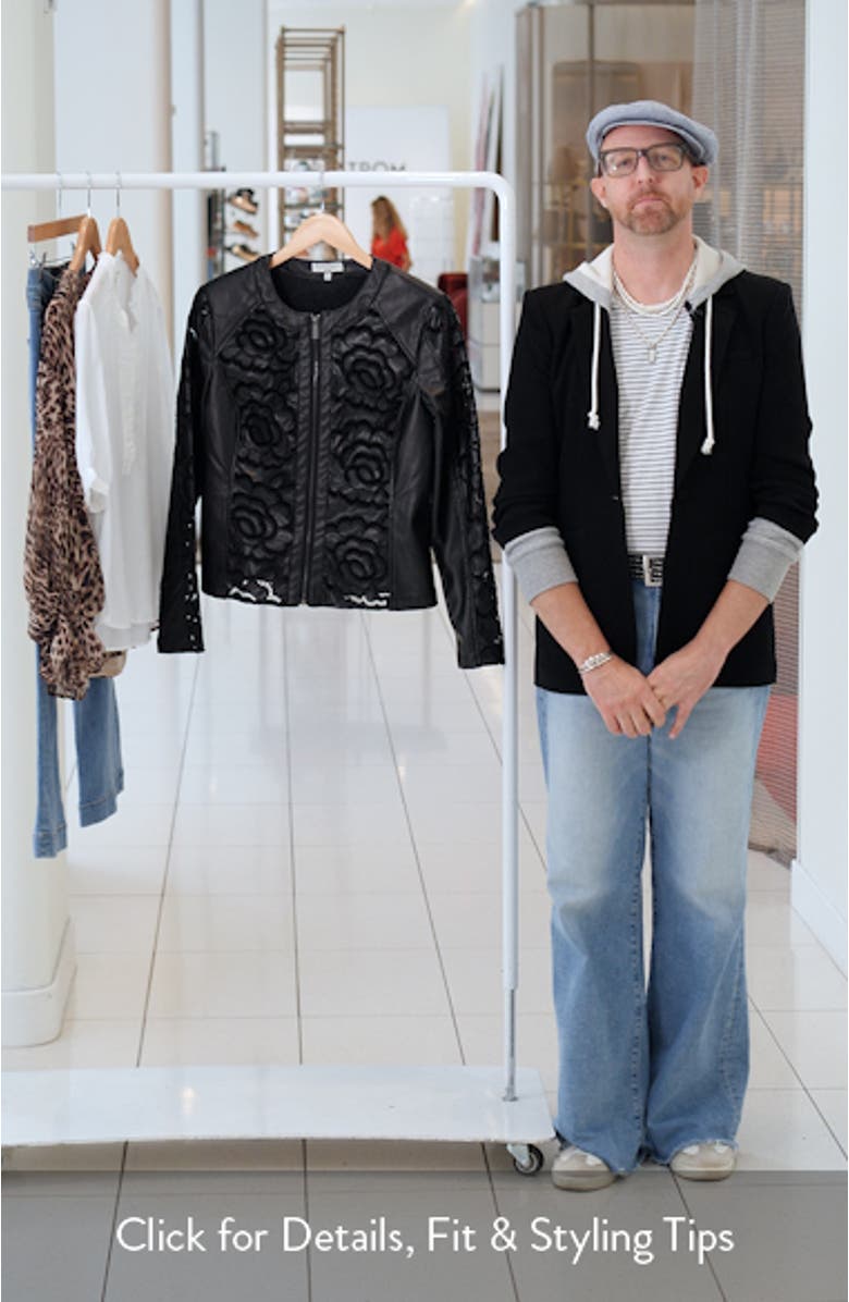 Floral Ladder Cutout Faux Leather Jacket, sales video thumbnail