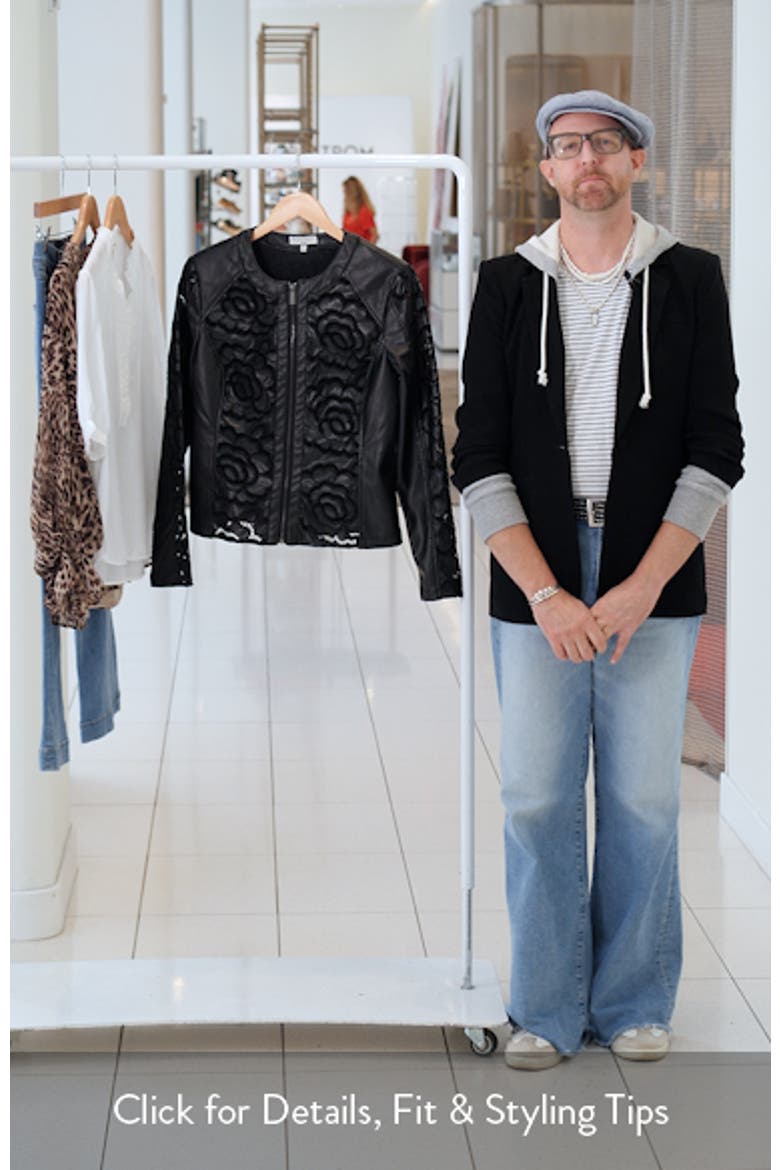 Floral Ladder Cutout Faux Leather Jacket video