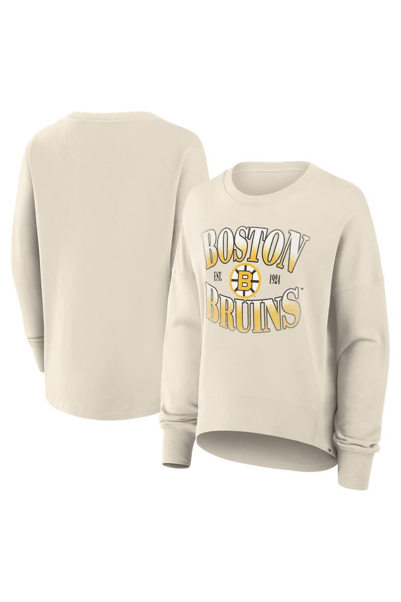 Women's Fanatics Cream Boston Bruins Oversized Vintage Slice Pullover Sweatshirt, Main, color, Cream
